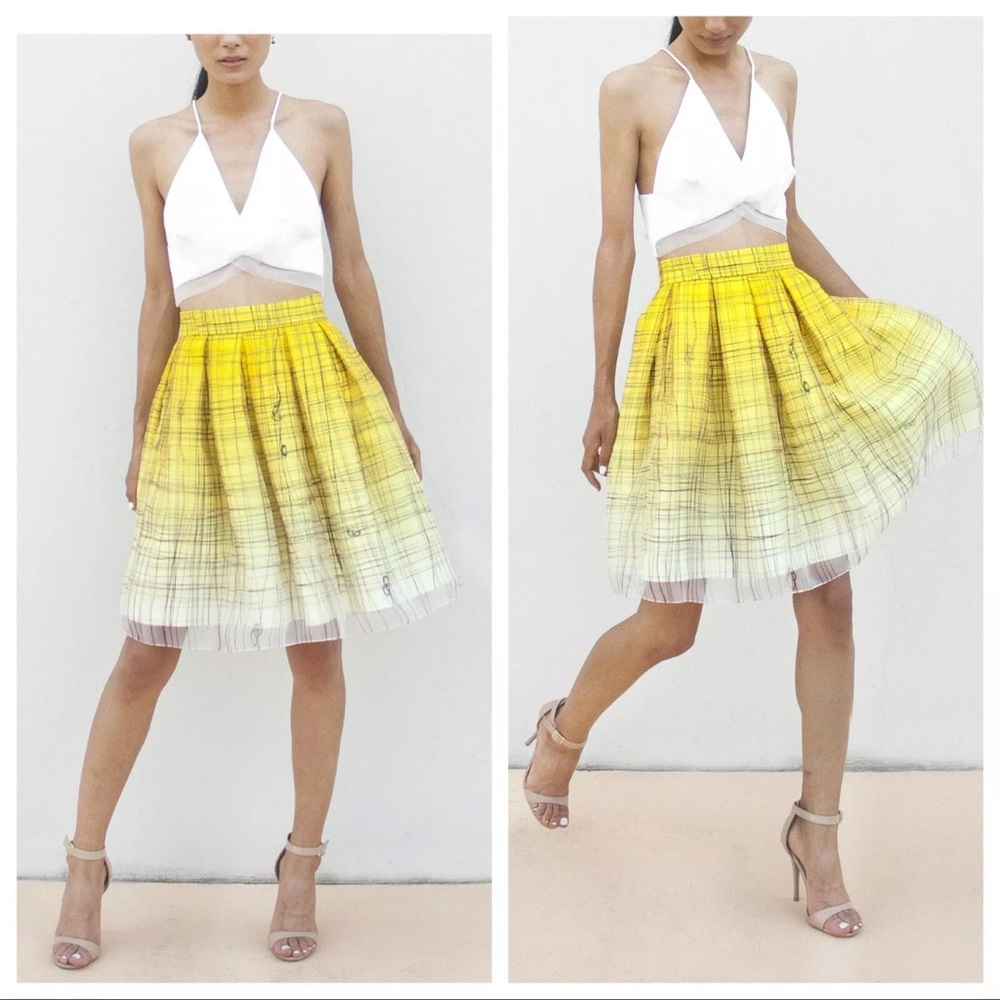 Vivian Chan Erin Yellow Skirt In Tie The Knot Exclusive Size XS $398